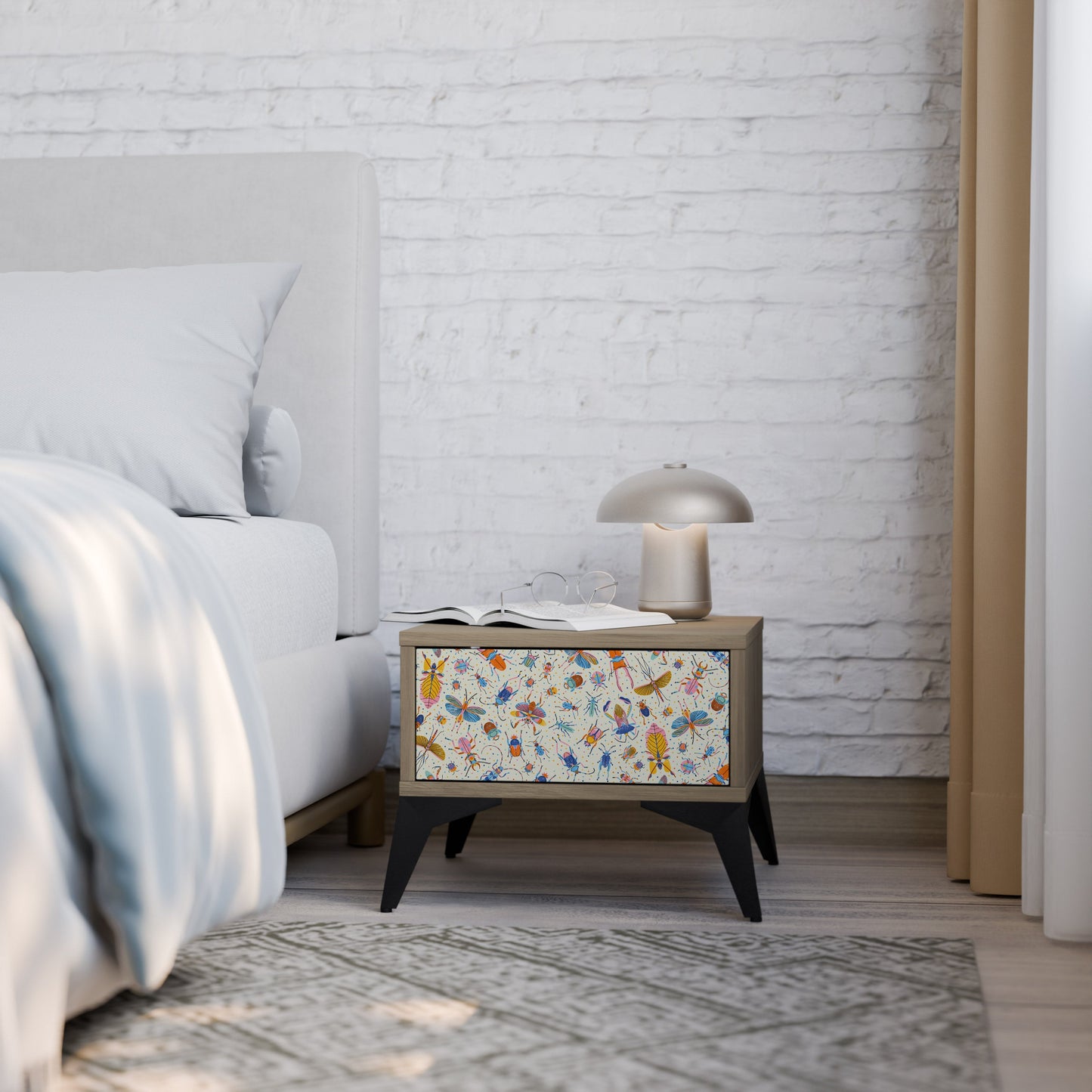 COLORFUL INSECTS Comodino in Effetto Rovere