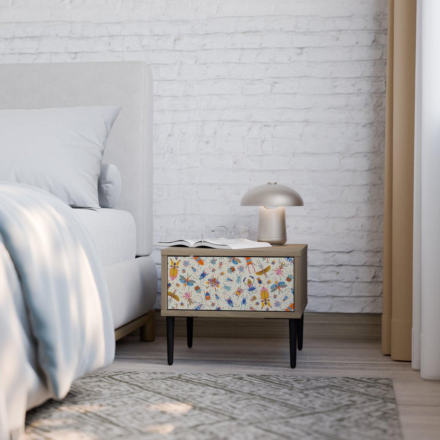 COLORFUL INSECTS Comodino in Effetto Rovere