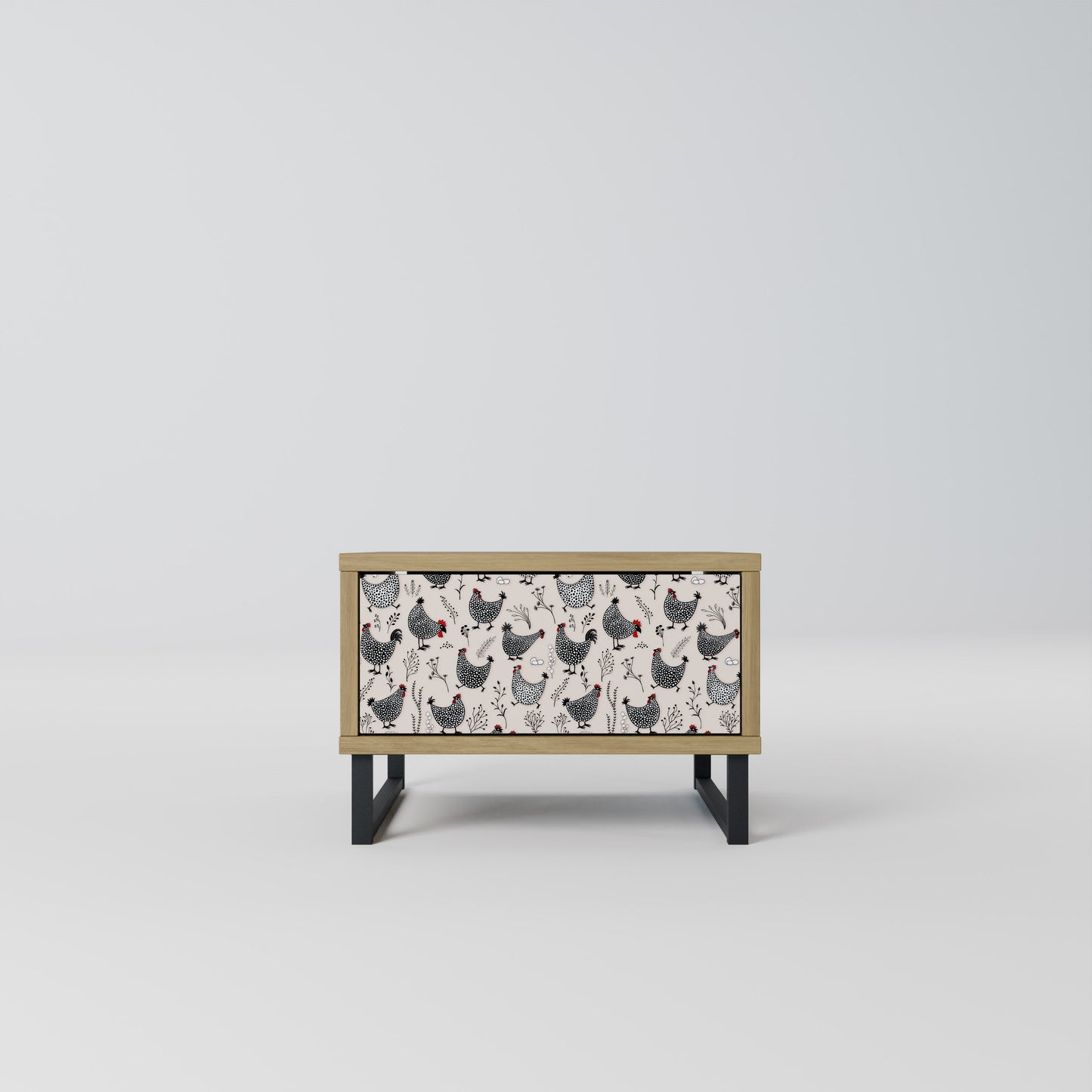 HAPPY HENS Nightstand in Oak Effect