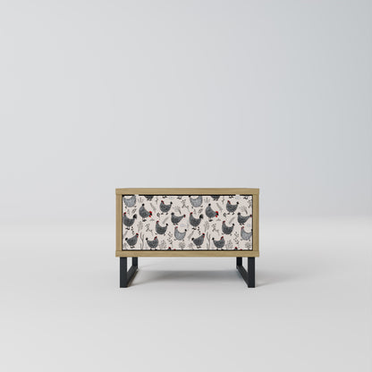 HAPPY HENS Nightstand in Oak Effect