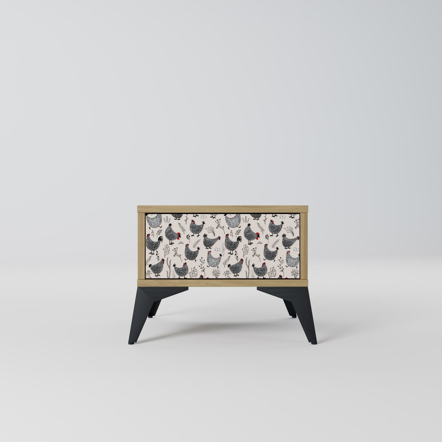 HAPPY HENS Nightstand in Oak Effect