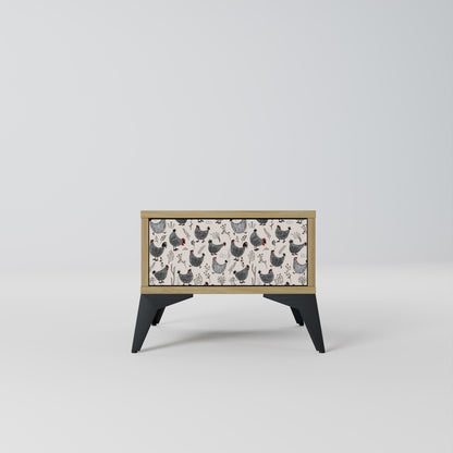 HAPPY HENS Nightstand in Oak Effect