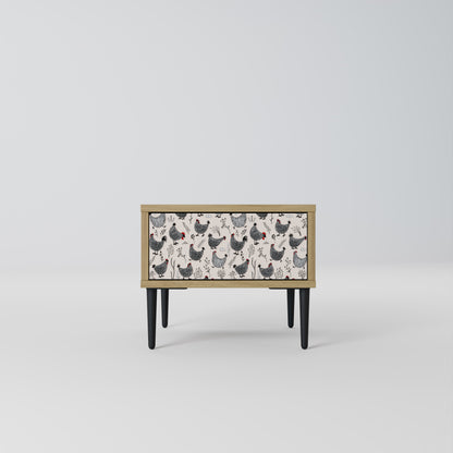 HAPPY HENS Nightstand in Oak Effect