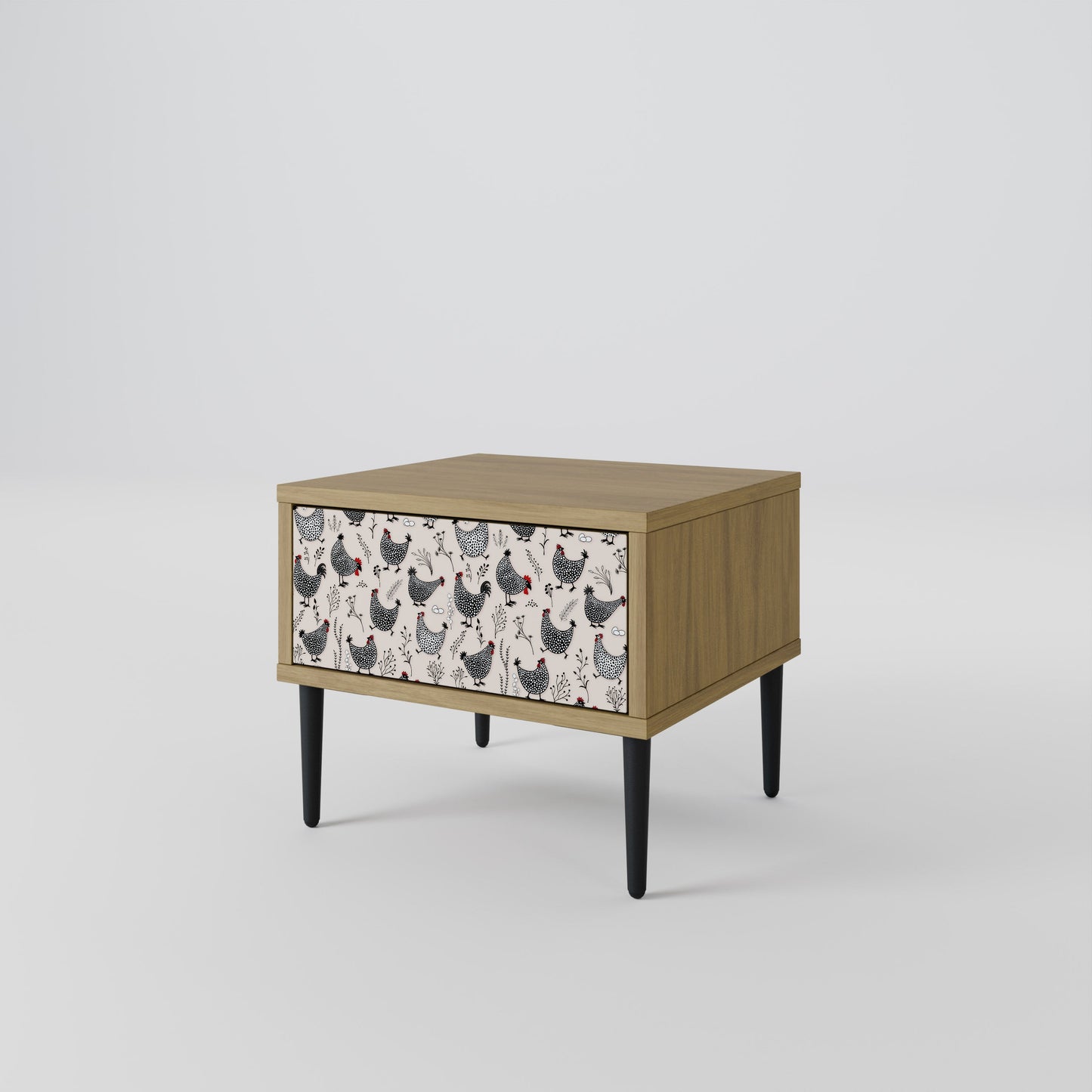 HAPPY HENS Nightstand in Oak Effect