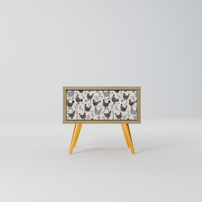 HAPPY HENS Nightstand in Oak Effect