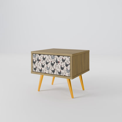HAPPY HENS Nightstand in Oak Effect