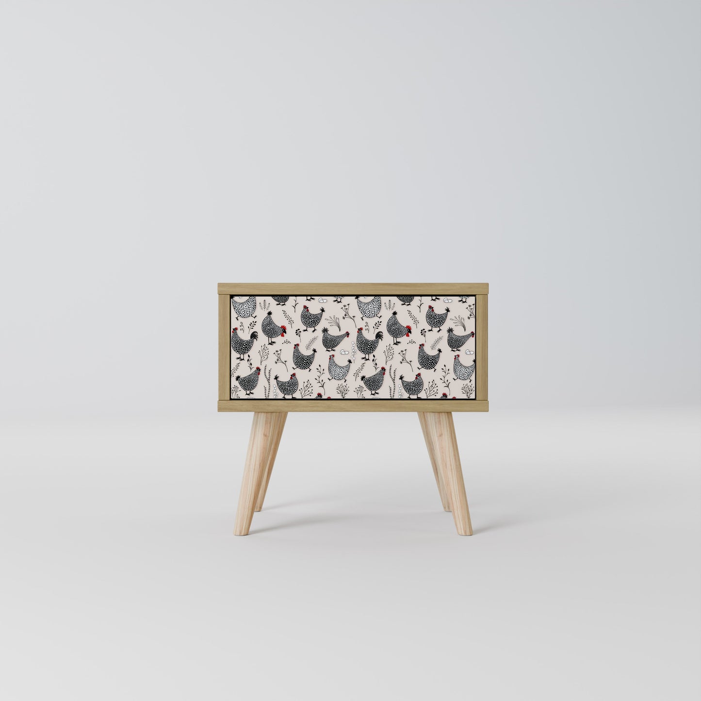 HAPPY HENS Nightstand in Oak Effect