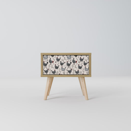 HAPPY HENS Nightstand in Oak Effect