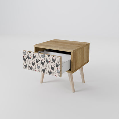 HAPPY HENS Nightstand in Oak Effect