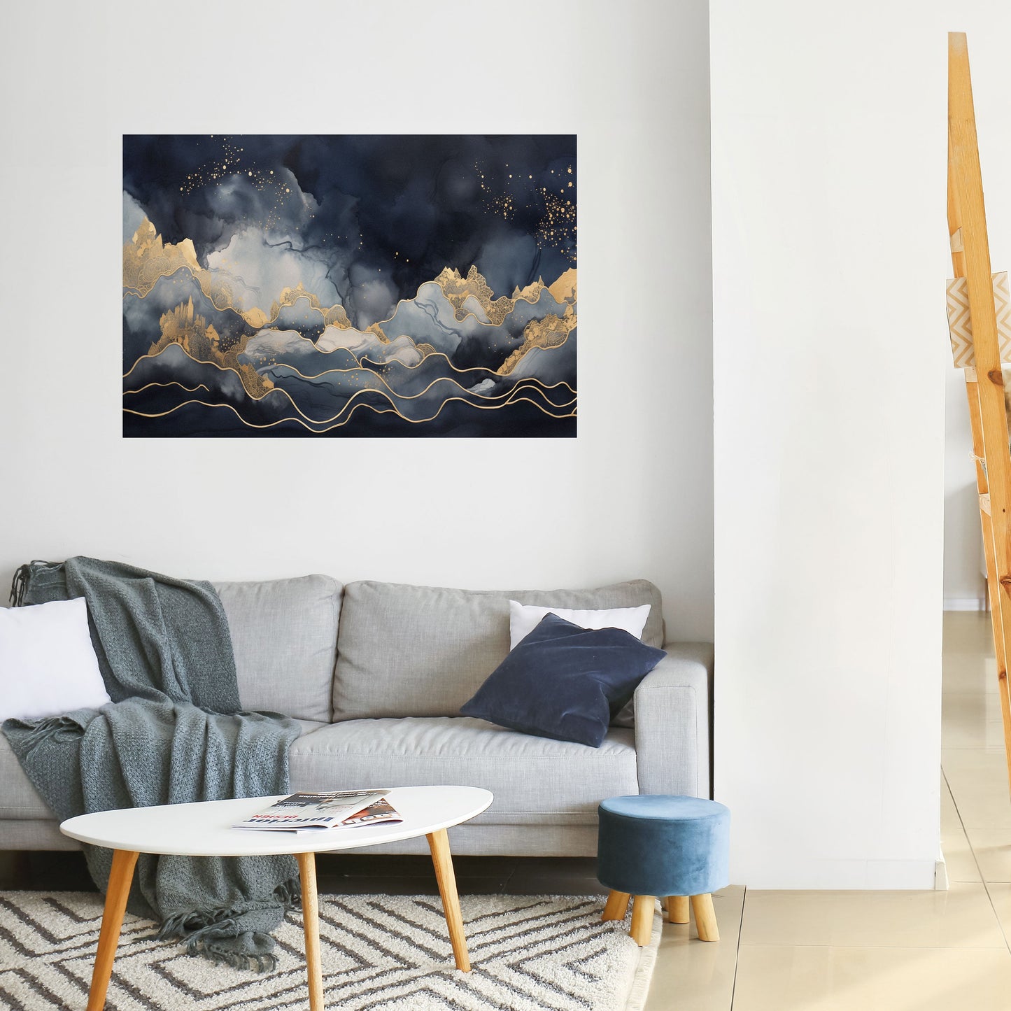 Poster orizzontale staccabile e attaccabile GOLDEN PEAK OF BLUE