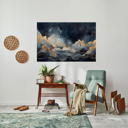 Poster orizzontale staccabile e attaccabile GOLDEN PEAK OF BLUE