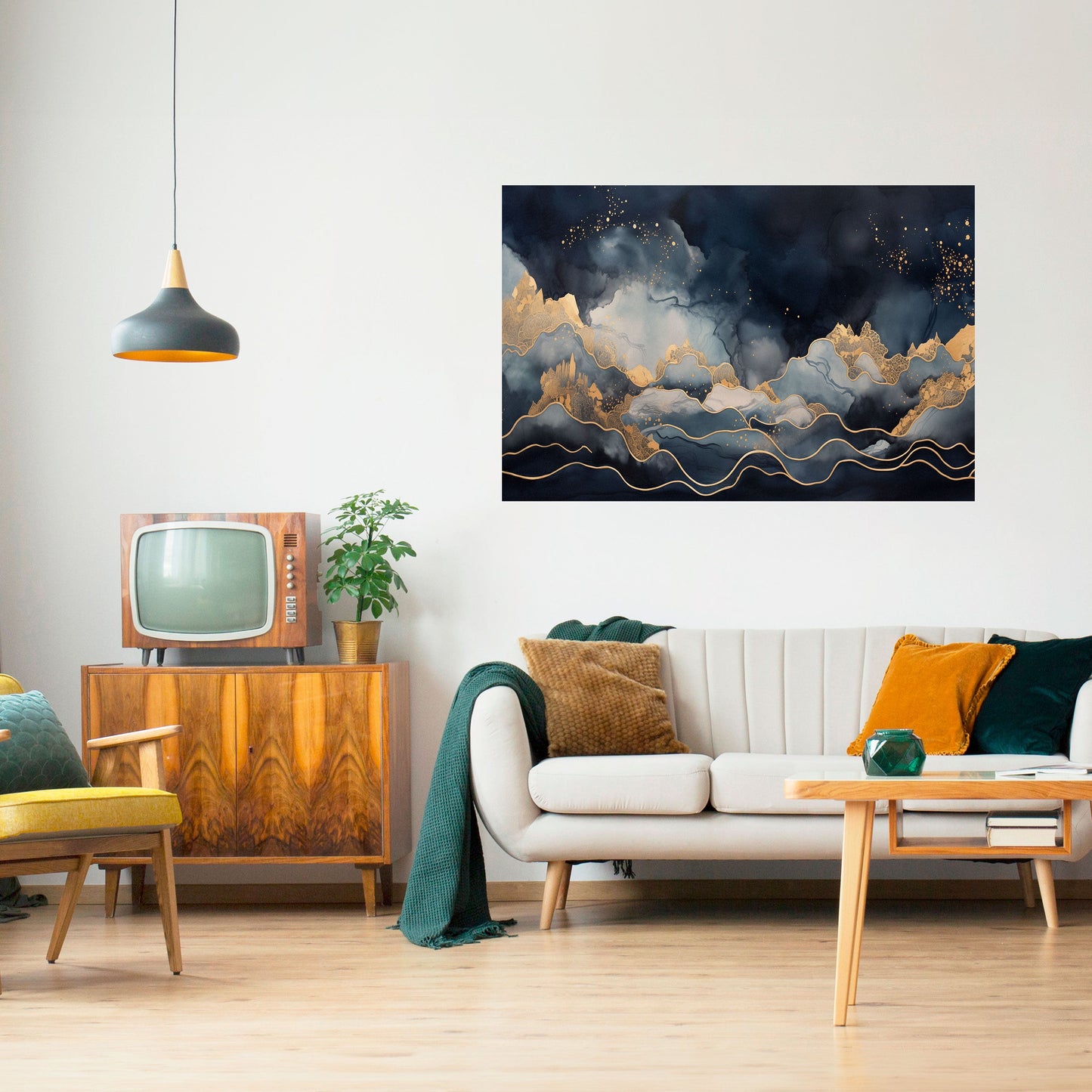 Poster orizzontale staccabile e attaccabile GOLDEN PEAK OF BLUE