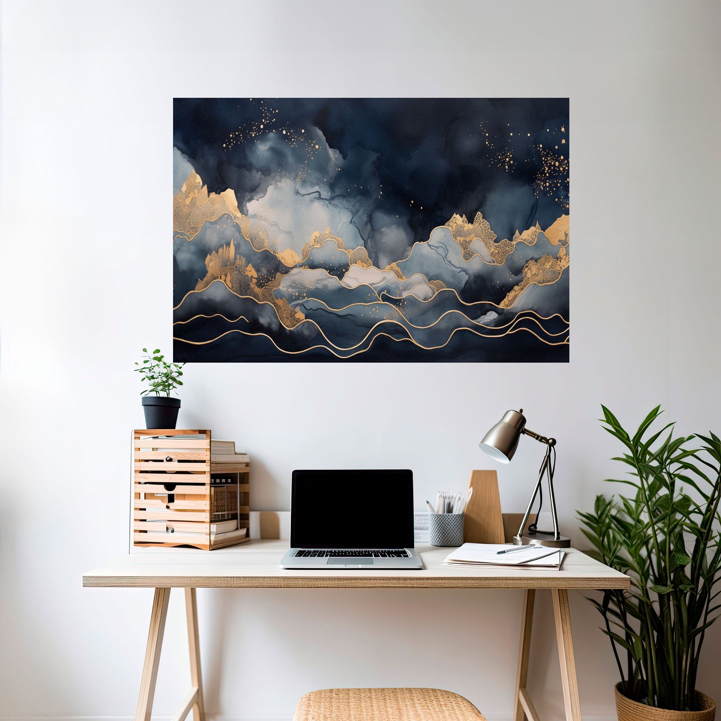 Poster orizzontale staccabile e attaccabile GOLDEN PEAK OF BLUE