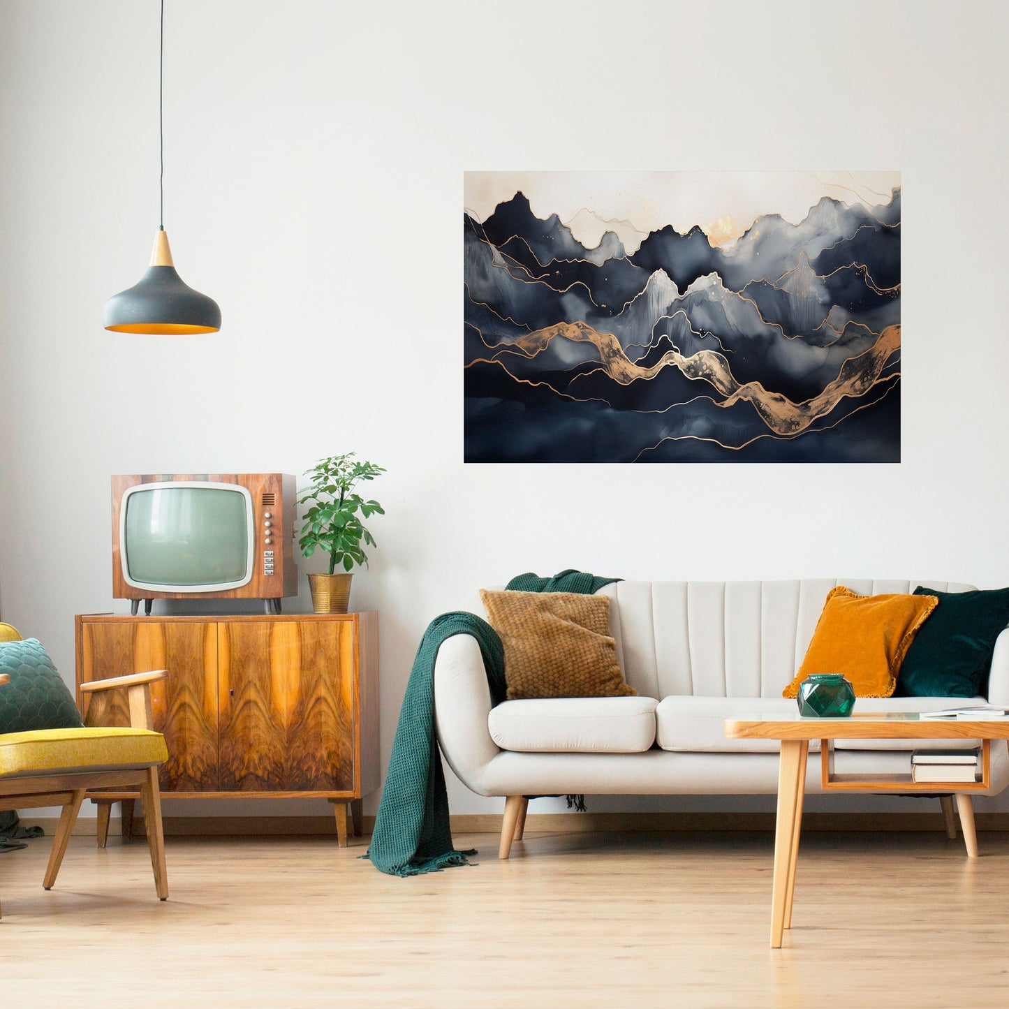 Poster orizzontale staccabile e attaccabile GOLDEN ALPINE BLISS