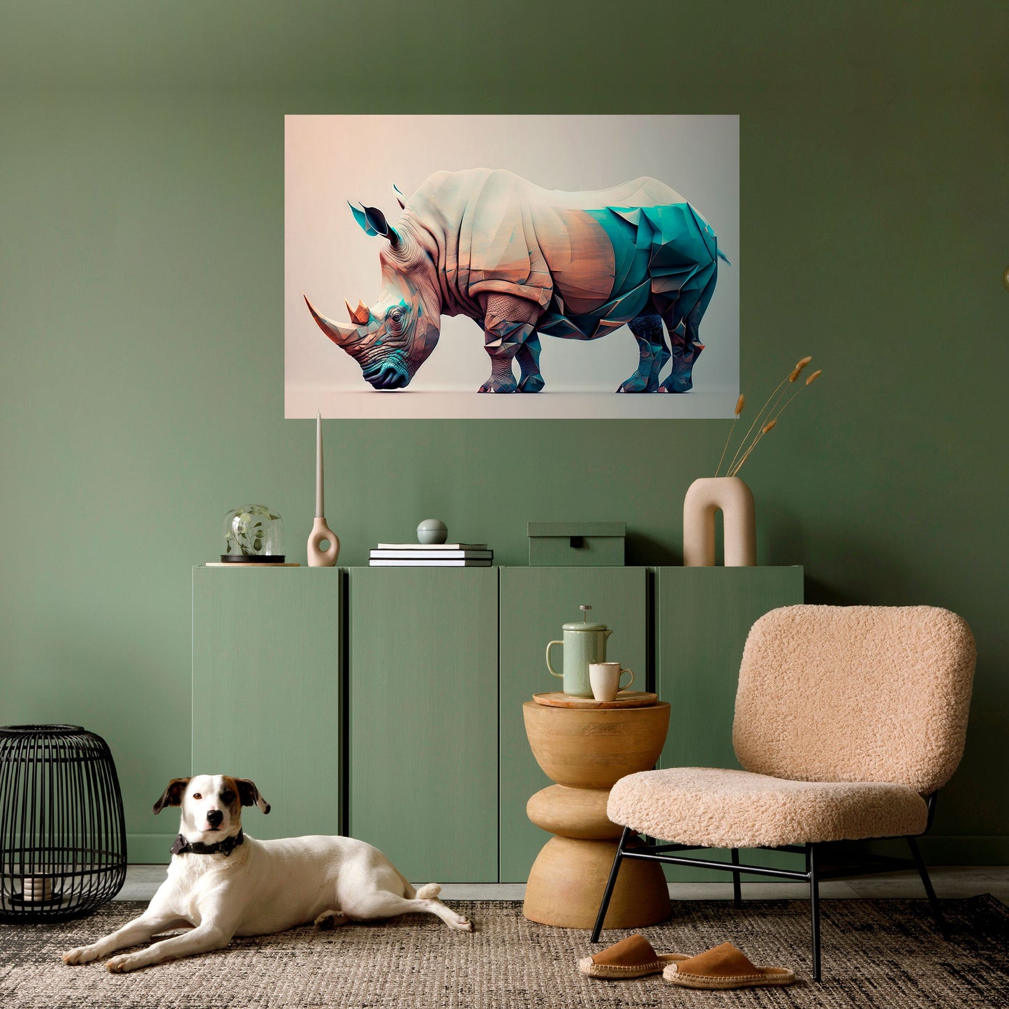 FUTURISTIC RHINO Peel and Stick Horizontal Poster
