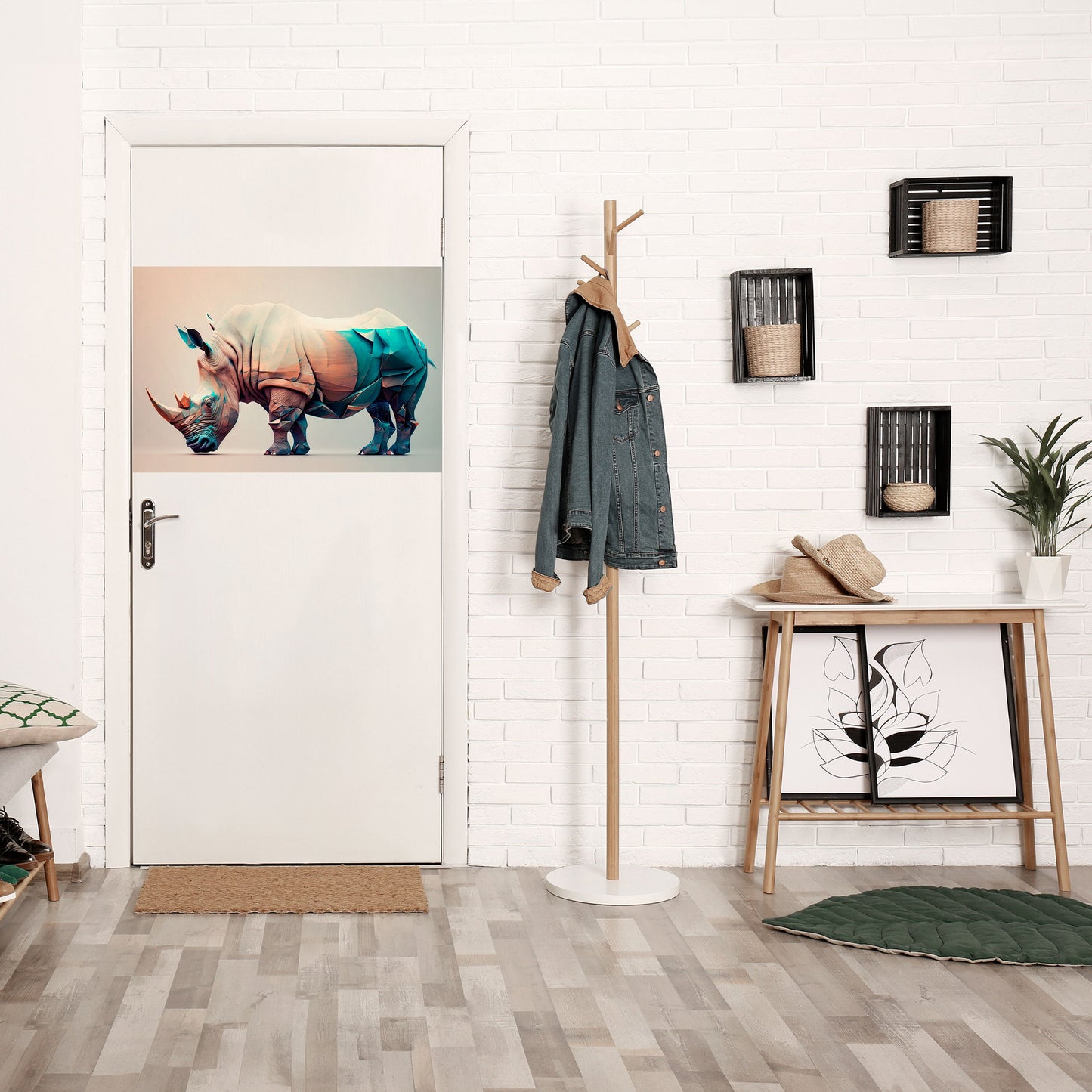 FUTURISTIC RHINO Peel and Stick Horizontal Poster