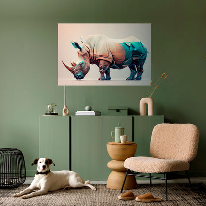 FUTURISTIC RHINO Peel and Stick Horizontal Poster