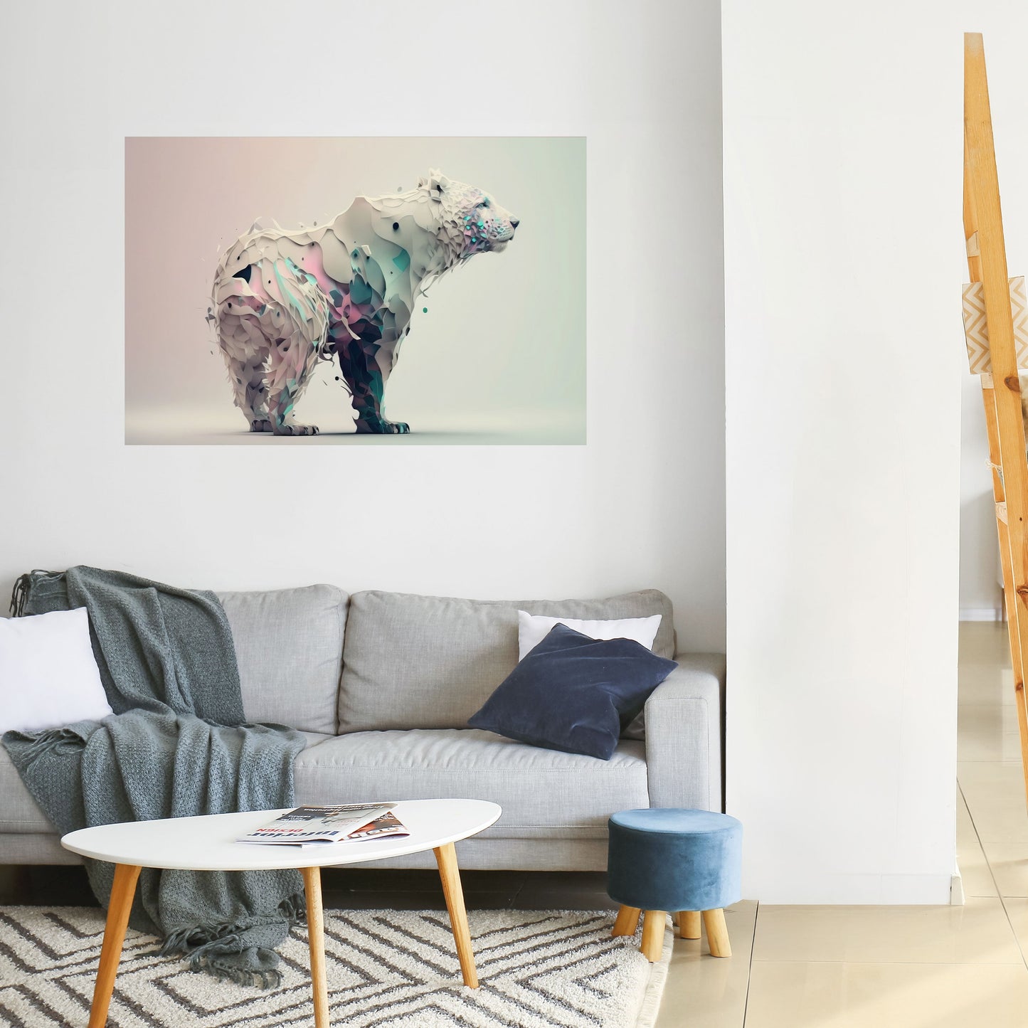 Poster orizzontale staccabile e attaccabile ORSO FUTURISTICO