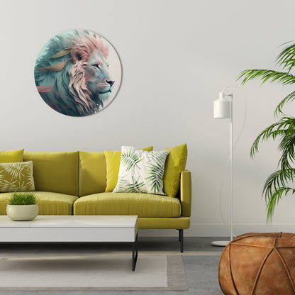 LUMINOUS LION MAJESTY Decorazione da Parete Rotonda