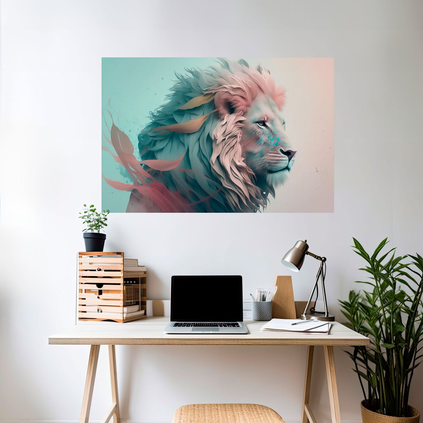 LUMINOUS LION MAJESTY Peel and Stick Horizontal Poster