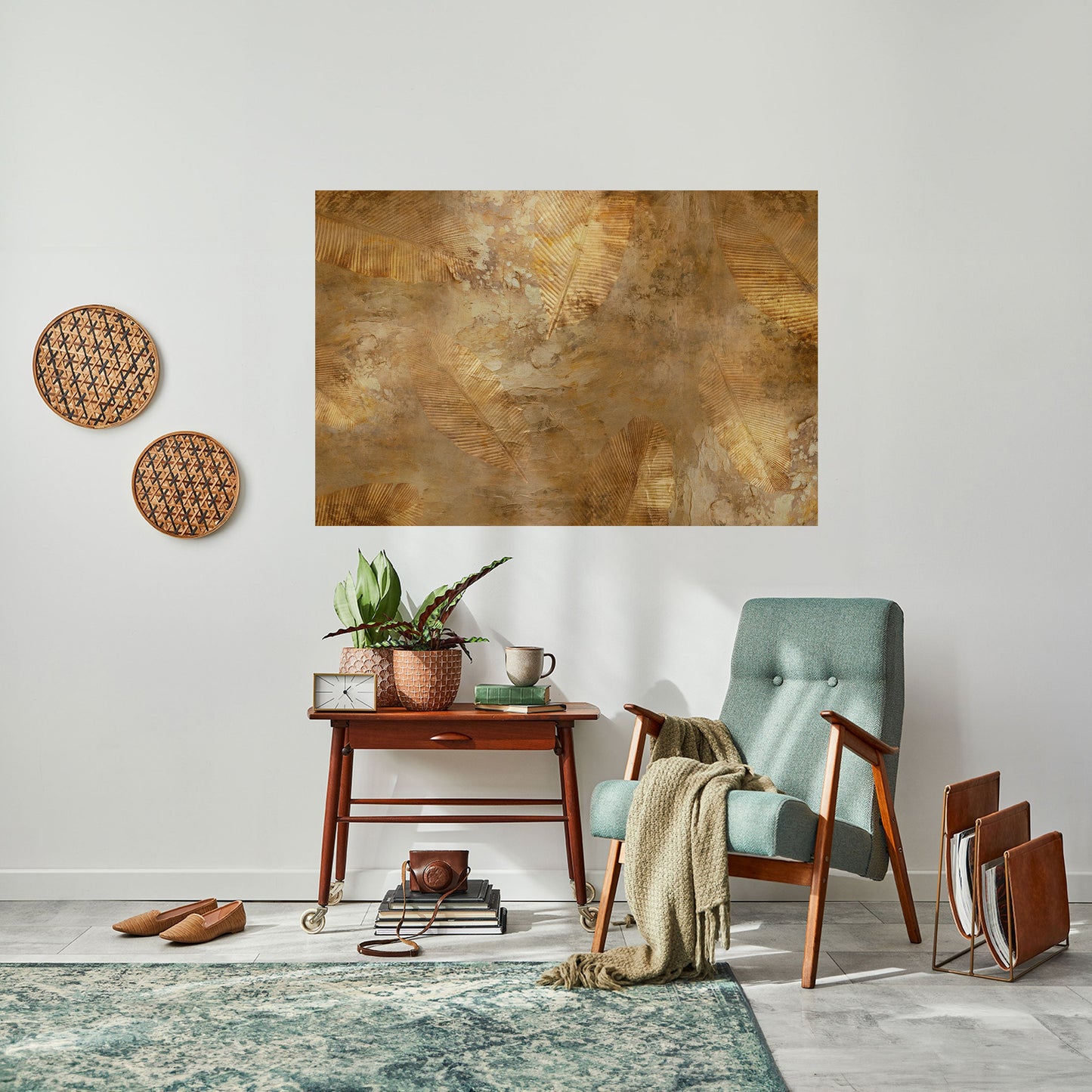 Poster orizzontale staccabile e attaccabile "CASCATA DI FOGLIE DORATE"