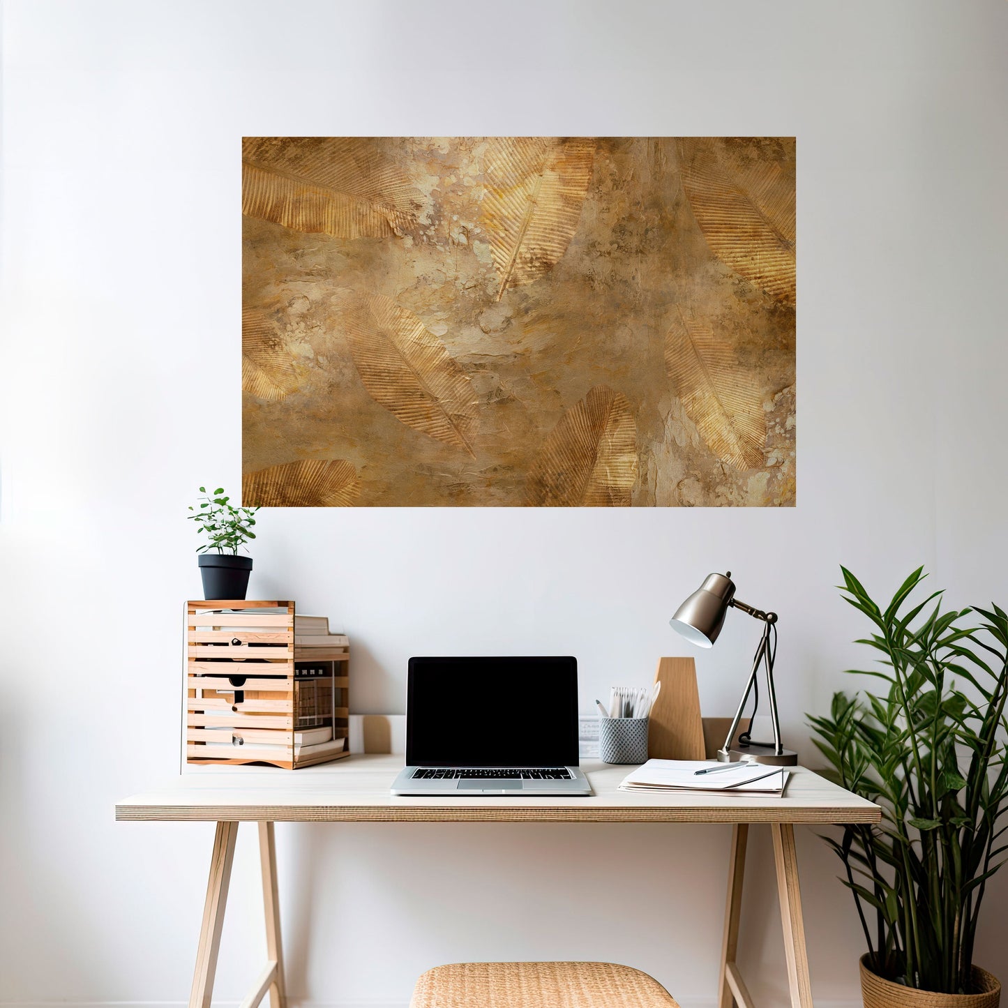 Poster orizzontale staccabile e attaccabile "CASCATA DI FOGLIE DORATE"