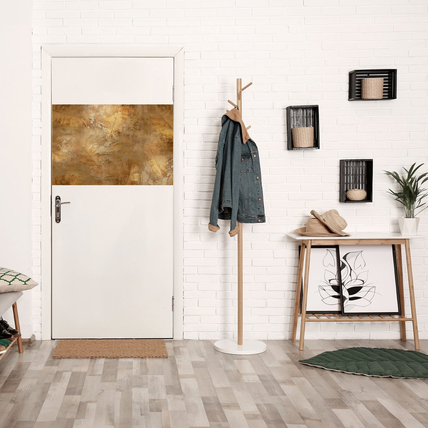 Poster orizzontale staccabile e attaccabile "CASCATA DI FOGLIE DORATE"