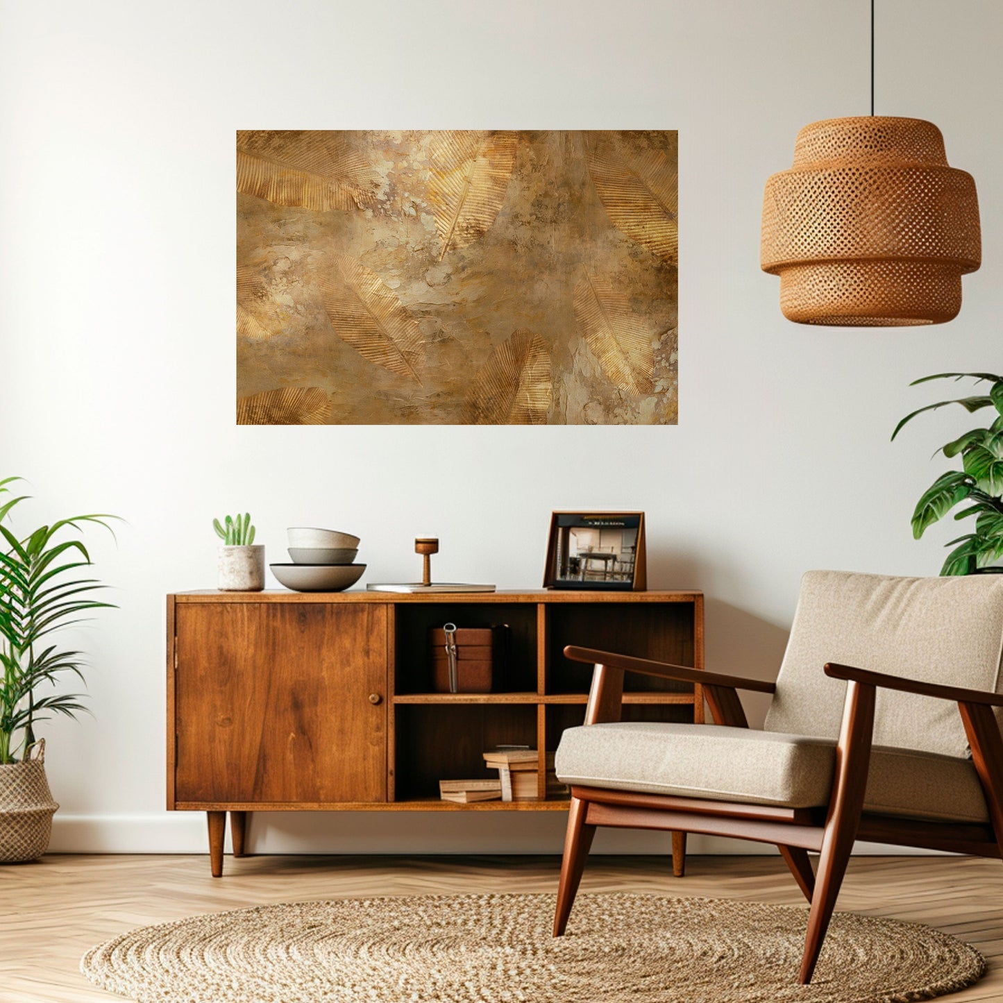 Poster orizzontale staccabile e attaccabile "CASCATA DI FOGLIE DORATE"