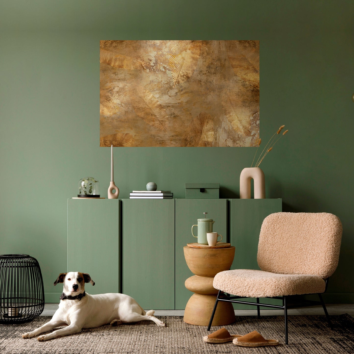 Poster orizzontale staccabile e attaccabile "CASCATA DI FOGLIE DORATE"