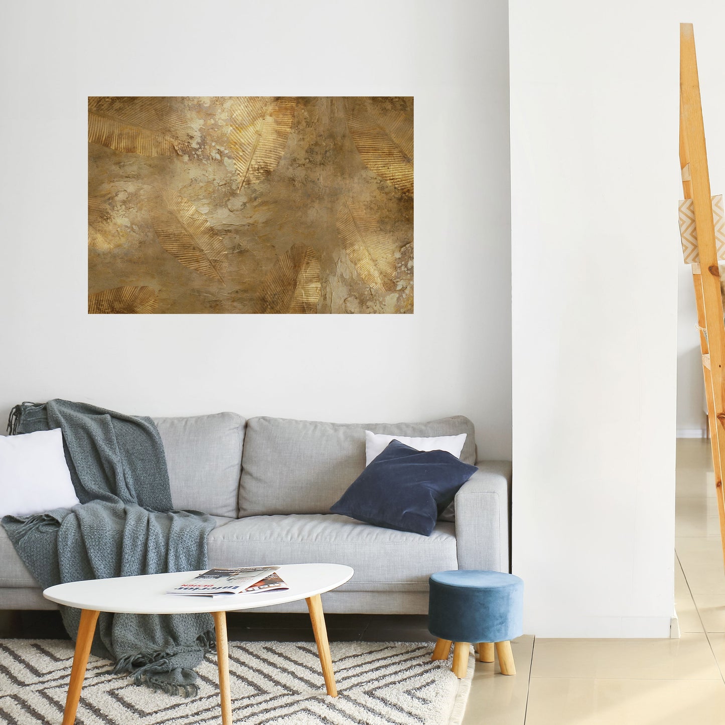 Poster orizzontale staccabile e attaccabile "CASCATA DI FOGLIE DORATE"