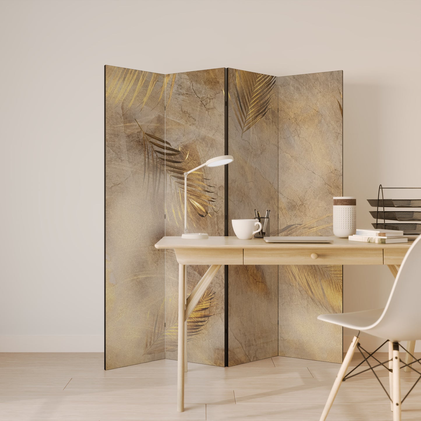 LEAVES OF SPLENDOR Divisorio decorativo per ambienti a 4 pannelli
