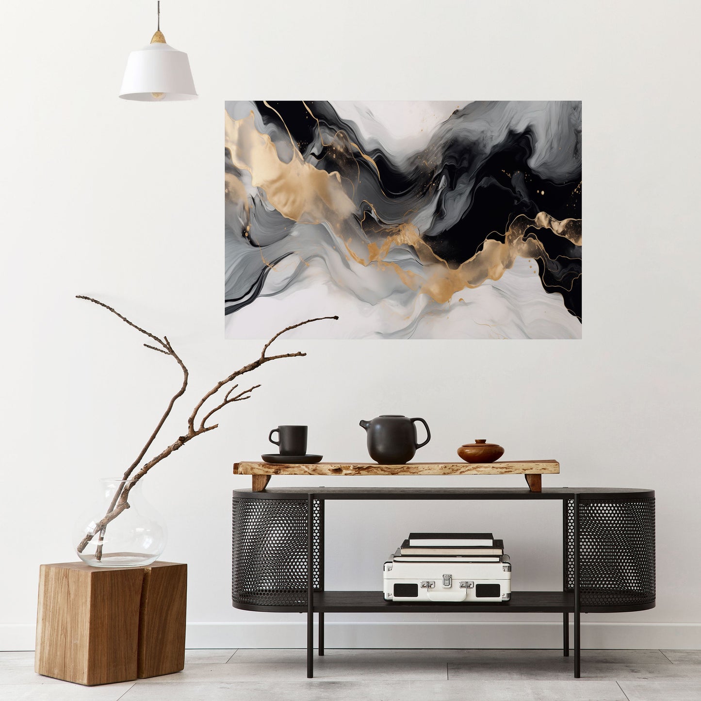 Poster orizzontale staccabile e attaccabile CONFUSIONE IN BIANCO E NERO