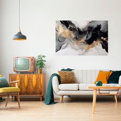 Poster orizzontale staccabile e attaccabile CONFUSIONE IN BIANCO E NERO