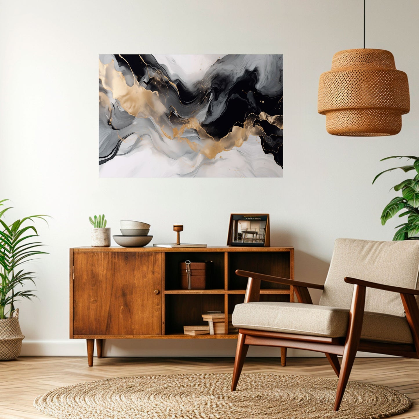 Poster orizzontale staccabile e attaccabile CONFUSIONE IN BIANCO E NERO