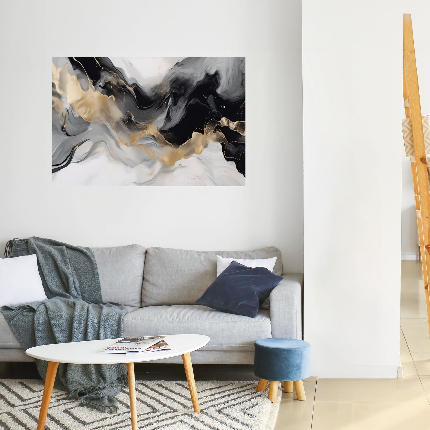 Poster orizzontale staccabile e attaccabile CONFUSIONE IN BIANCO E NERO