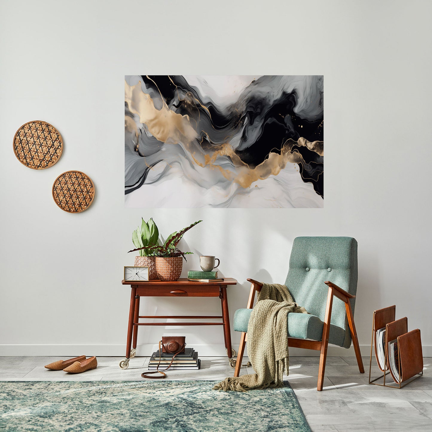 Poster orizzontale staccabile e attaccabile CONFUSIONE IN BIANCO E NERO