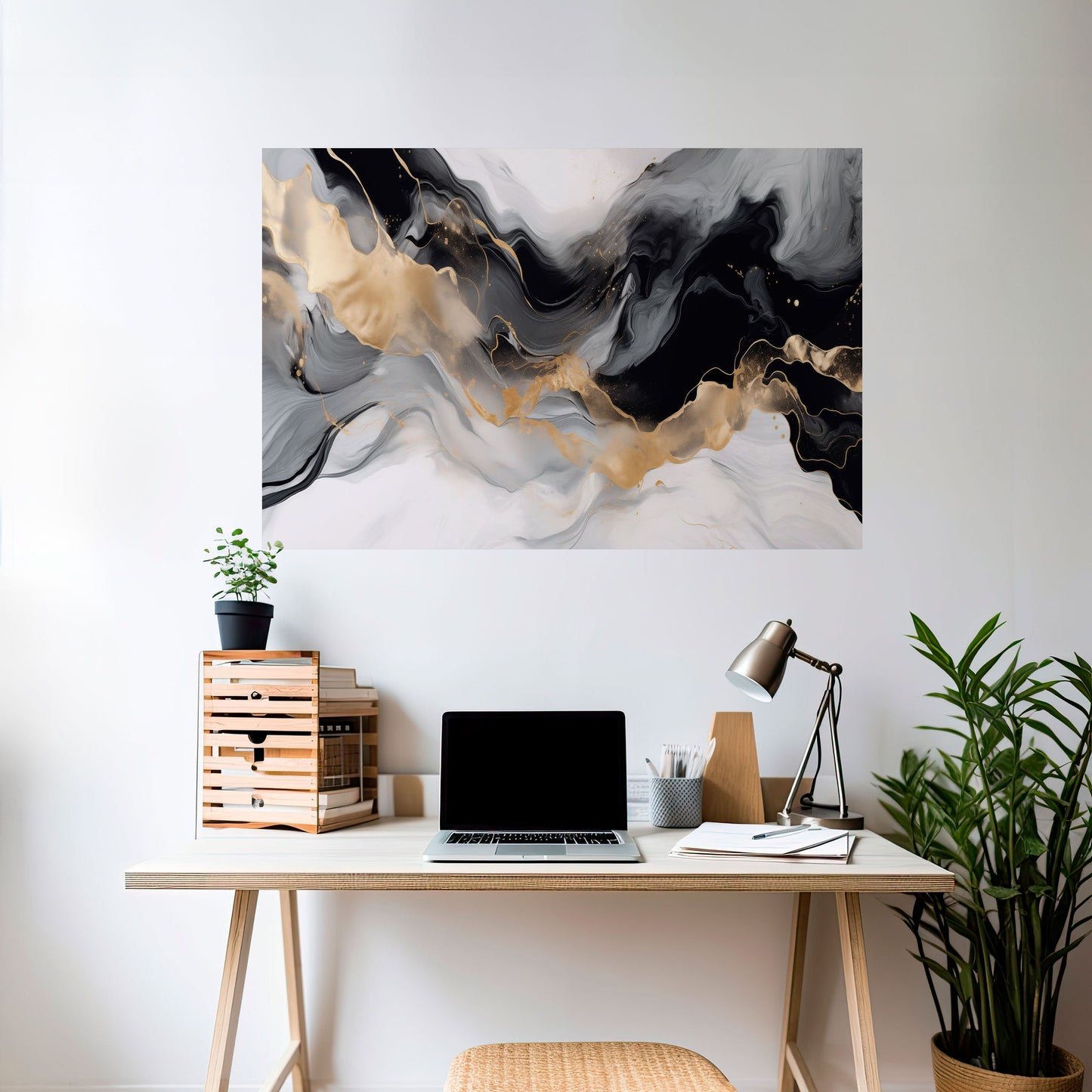 Poster orizzontale staccabile e attaccabile CONFUSIONE IN BIANCO E NERO