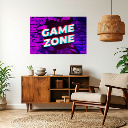 Poster orizzontale staccabile e attaccabile LUMINOUS GAME ZONE