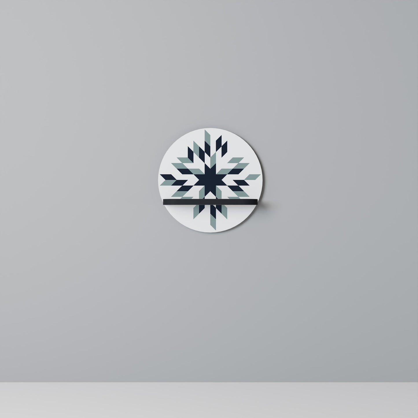 DAWN MOSAIC Round Art Shelf In Black Finish