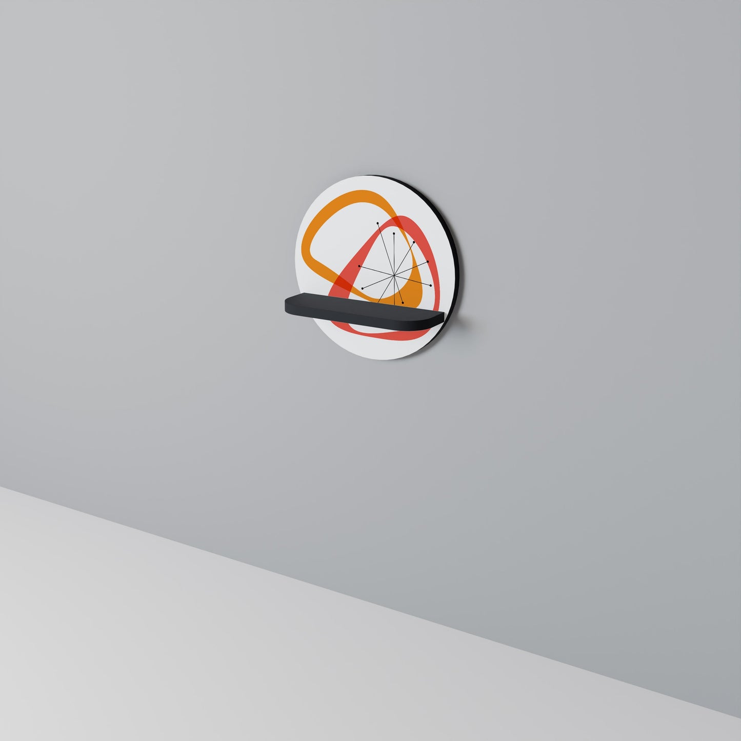 VIBRANT SUMMIT Round Art Shelf In Black Finish