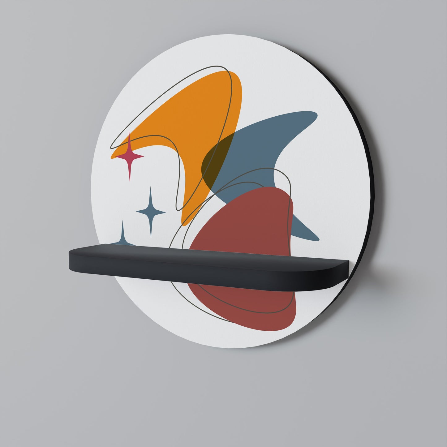 STELLAR STROKES Mensola Rotonda Decorativa con Finitura Nera