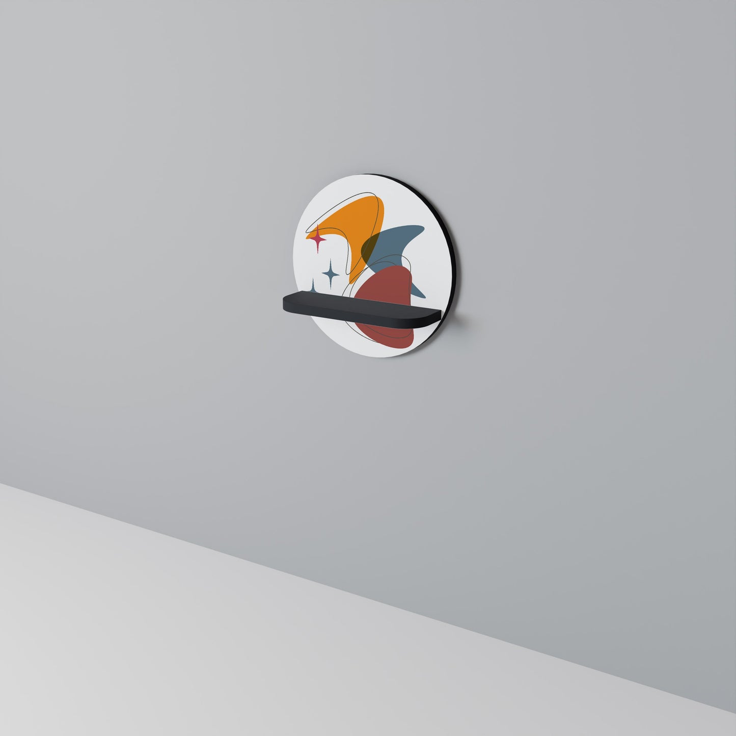 STELLAR STROKES Mensola Rotonda Decorativa con Finitura Nera