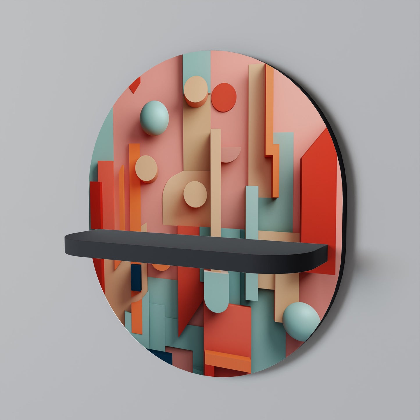 COLORBURST CONSTRUCT Mensola Ovale Decorativa con Finitura Nera