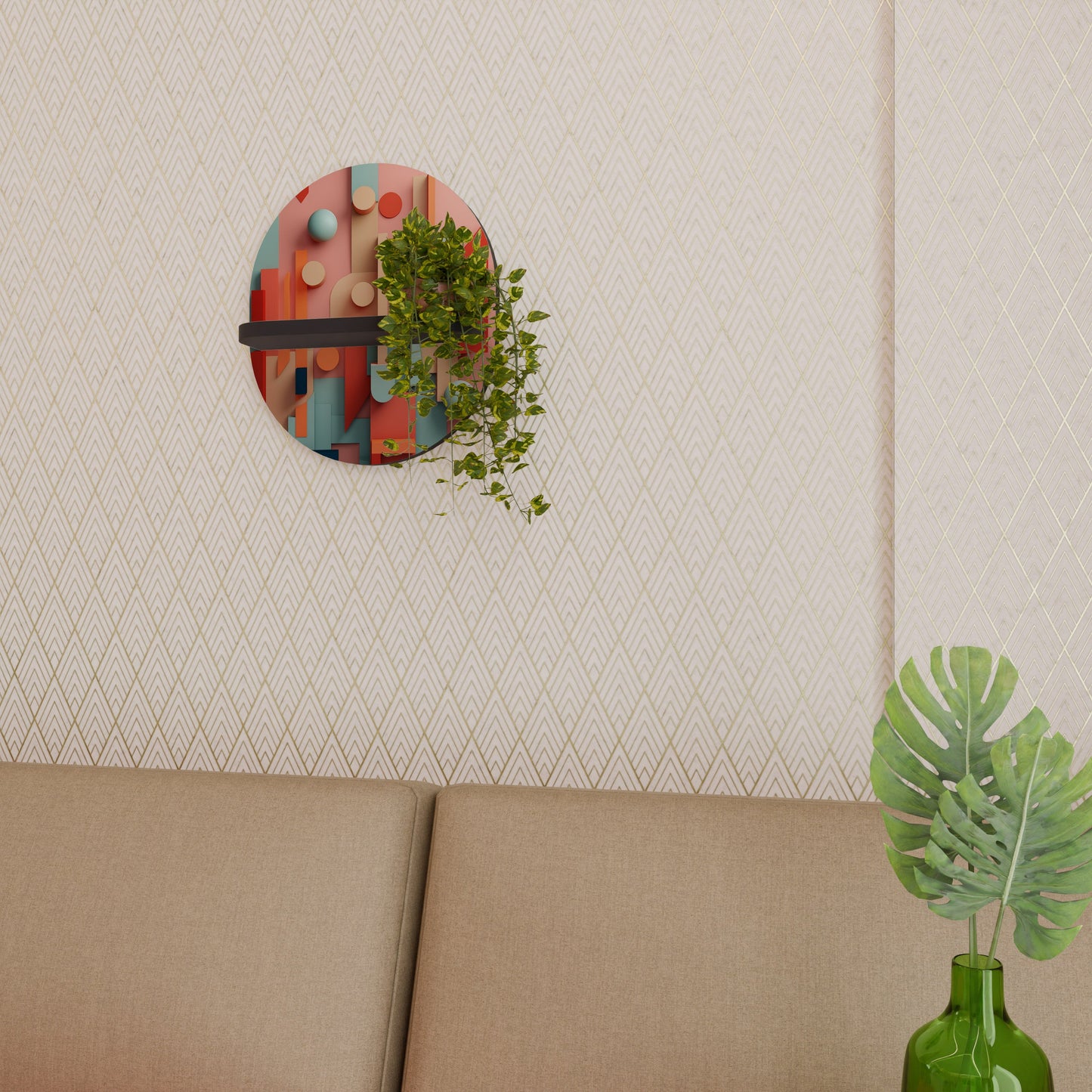 COLORBURST CONSTRUCT Mensola Ovale Decorativa con Finitura Nera