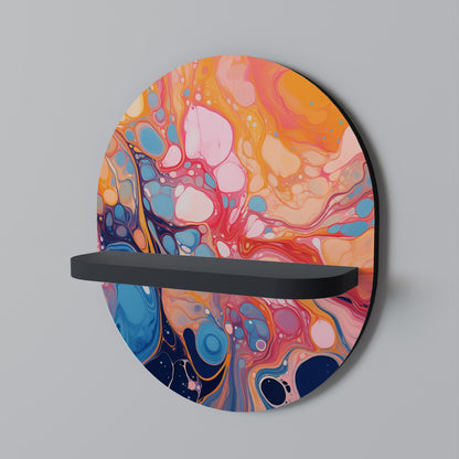 INKED ILLUSIONS Oval Art Shelf In Black Finish