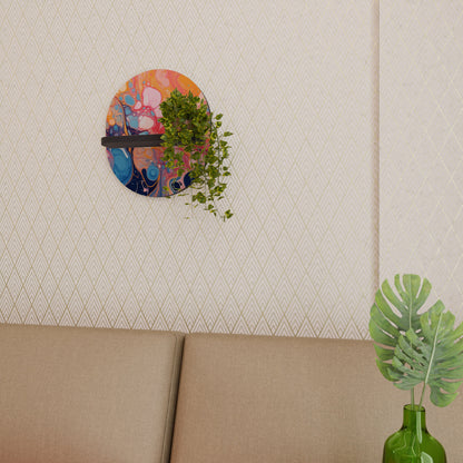 INKED ILLUSIONS Oval Art Shelf In Black Finish