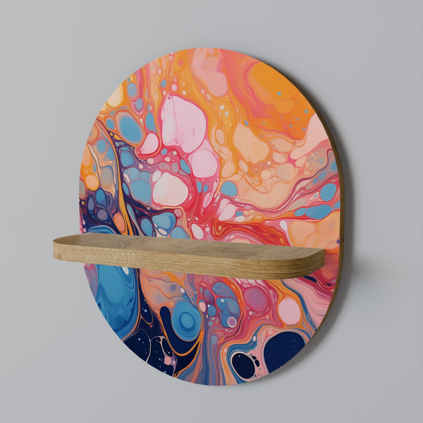 INKED ILLUSIONS Mensola Ovale Decorativa in Effetto Rovere