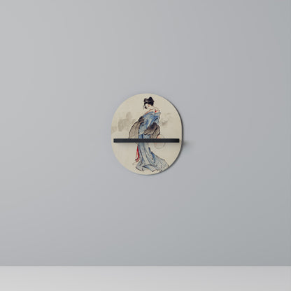 GEISHA FANTASY Oval Art Shelf In Black Finish