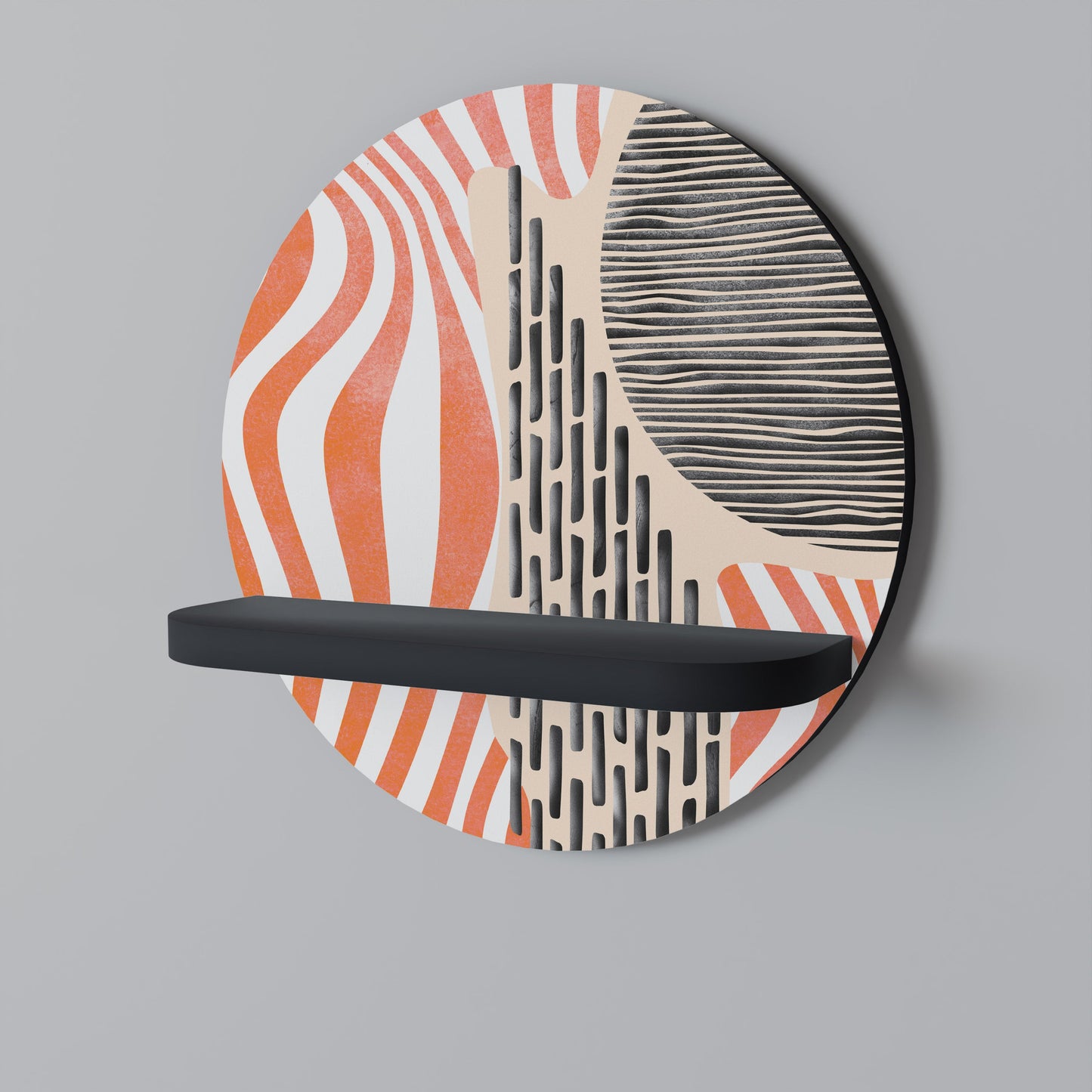 SUBLIME SYNTHESIS Mensola Rotonda Decorativa con Finitura Nera