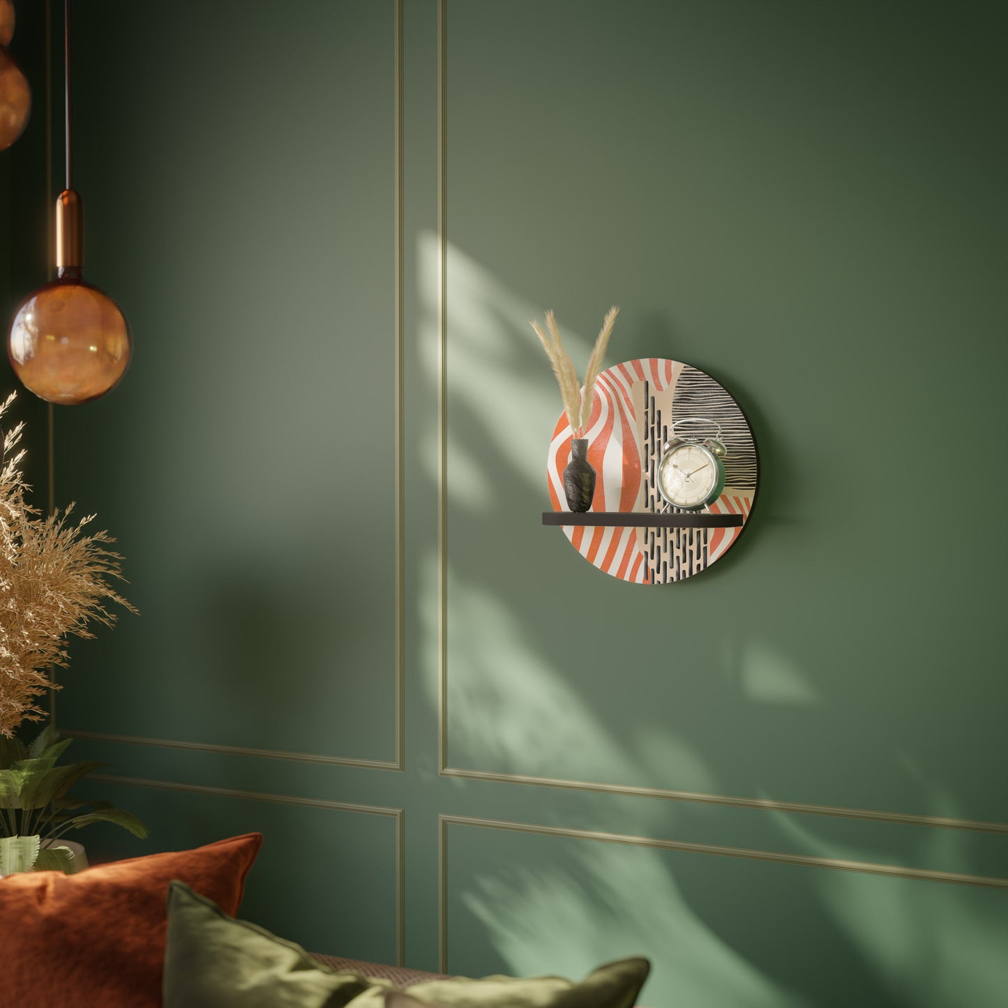 SUBLIME SYNTHESIS Mensola Rotonda Decorativa con Finitura Nera